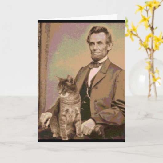 Abraham Lincoln en zijn kat "Dixie" Kaart (Gele Bloem)