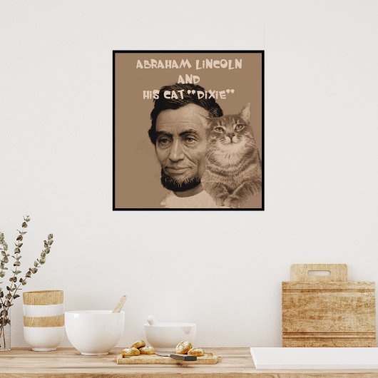 Abraham Lincoln en zijn kat "Dixie" Poster (Keuken)