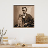 Abraham Lincoln en zijn kat "Dixie" Poster (Keuken)