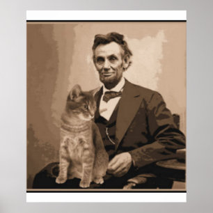 Abraham Lincoln en zijn kat "Dixie" Poster