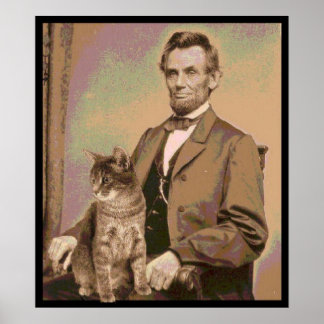 Abraham Lincoln en zijn kat "Dixie" Poster
