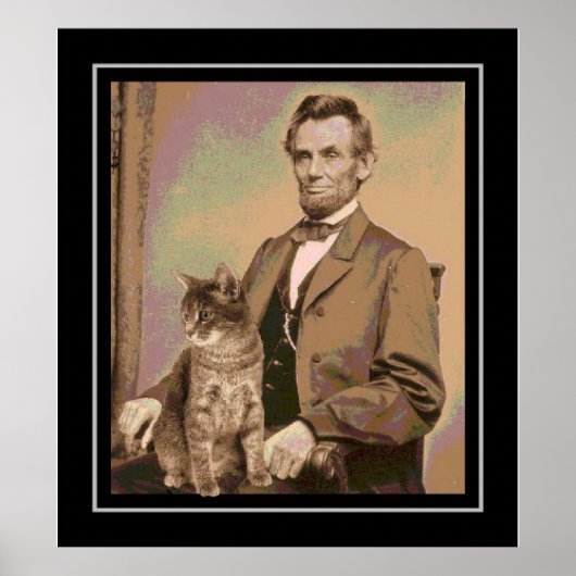 Abraham Lincoln en zijn kat "Dixie" Poster (Voorkant)