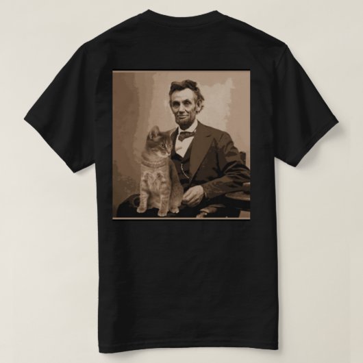 Abraham Lincoln en zijn kat "Dixie". T-shirt (Design achterkant)