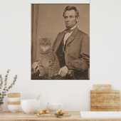 Abraham Lincoln en zijn kat Gloria 3 Poster (Keuken)