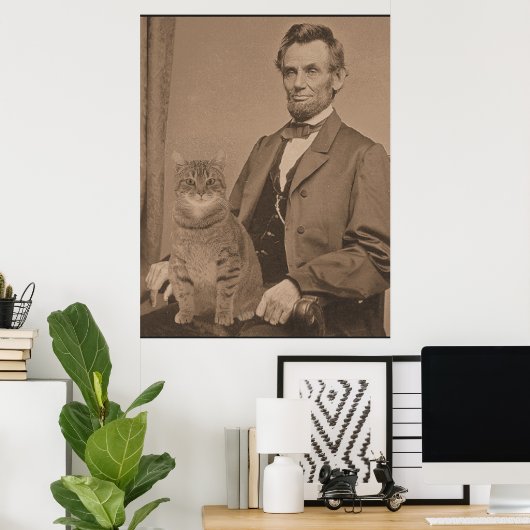 Abraham Lincoln en zijn kat Gloria 3 Poster (Thuiskantoor)