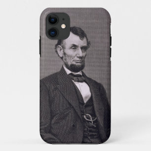 Abraham Lincoln, gegraveerd op een foto van Wil iPhone 11 Hoesje