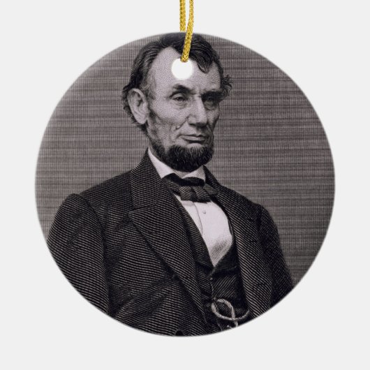 Abraham Lincoln, gegraveerd op een foto van Wil Keramisch Ornament (Voorkant)
