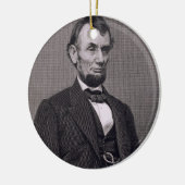 Abraham Lincoln, gegraveerd op een foto van Wil Keramisch Ornament (Links)