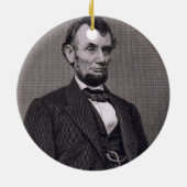 Abraham Lincoln, gegraveerd op een foto van Wil Keramisch Ornament (Achterkant)
