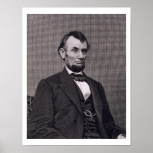 Abraham Lincoln, gegraveerd op een foto van Wil Poster