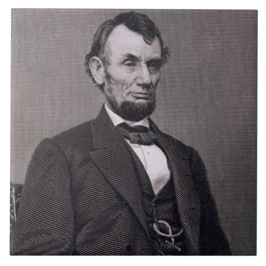 Abraham Lincoln, gegraveerd op een foto van Wil Tegeltje (Voorkant)