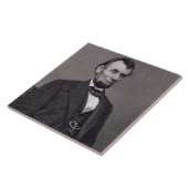 Abraham Lincoln, gegraveerd op een foto van Wil Tegeltje (Zijkant)