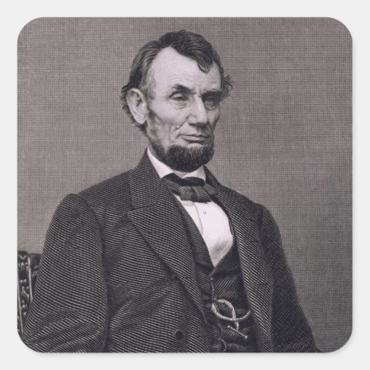 Abraham Lincoln, gegraveerd op een foto van Wil Vierkante Sticker (Voorkant)