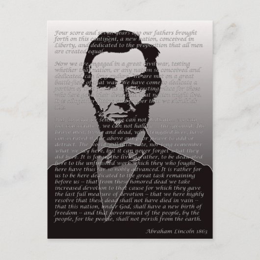 Abraham Lincoln Gettysburg Adres Briefkaart (Voorkant)