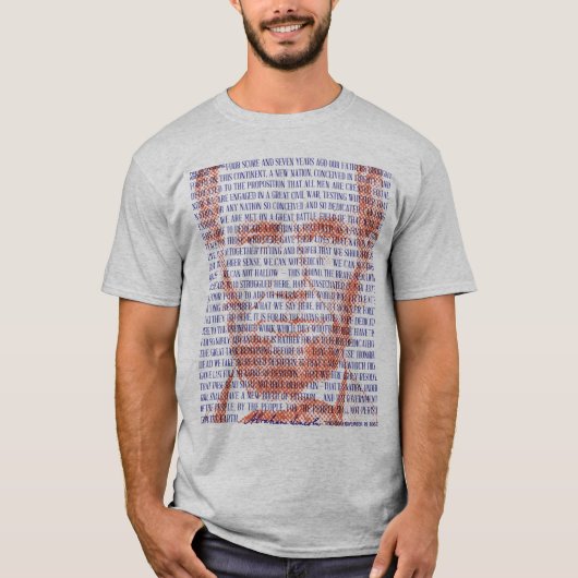 Abraham Lincoln & Gettysburg Adres in rood en blau T-shirt (Voorkant)