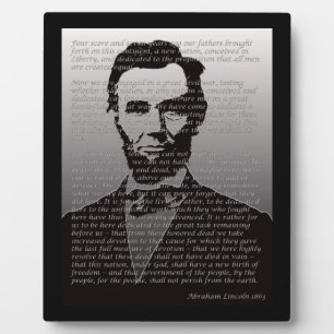 Abraham Lincoln & Gettysburg Adres Plaque Fotoplaat
