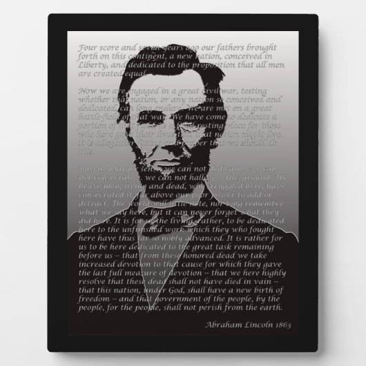 Abraham Lincoln & Gettysburg Adres Plaque Fotoplaat (Voorkant)