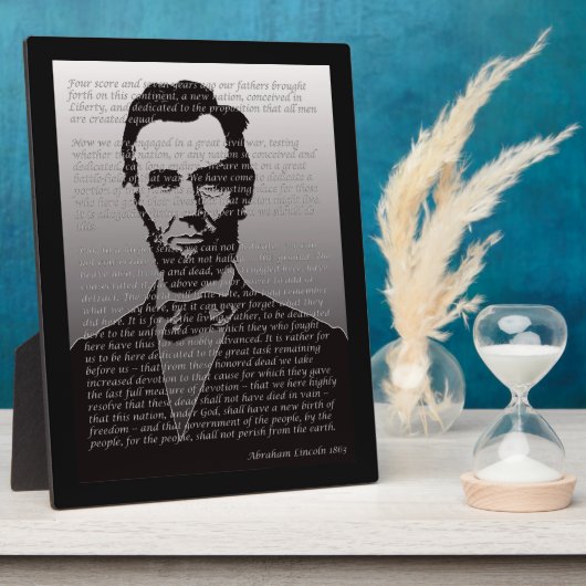 Abraham Lincoln & Gettysburg Adres Plaque Fotoplaat (Zijkant)