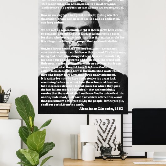 Abraham Lincoln Gettysburg Adres Portret Poster (Thuiskantoor)