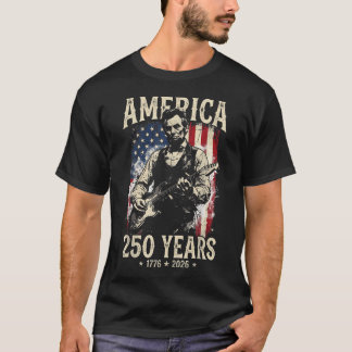 Abraham Lincoln Gitaar Spelend 4 Juli 250ste T-shirt