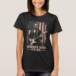 Abraham Lincoln gitaar spelend 4 juli 250ste verja T-shirt