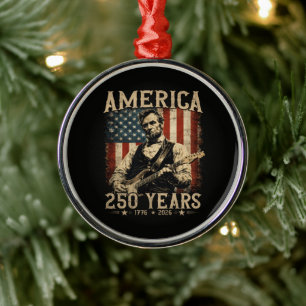 Abraham Lincoln Gitaar spelend 4 juli Metalen Ornament