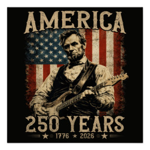 Abraham Lincoln Gitaar spelend 4 juli Perfect Poster