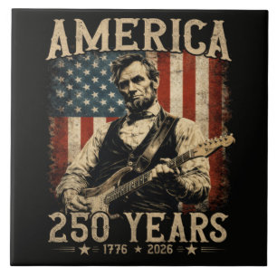 Abraham Lincoln Gitaar spelend 4 juli Tegeltje