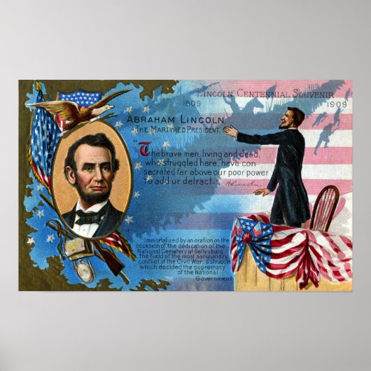 Abraham Lincoln Giving Gettysburg Adres Poster (Voorkant)