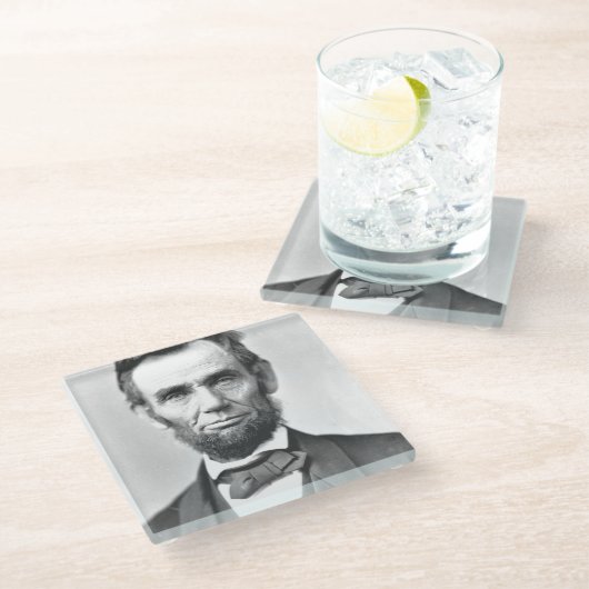 Abraham Lincoln Glazen Onderzetter (Schuin)