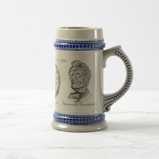Abraham Lincoln Herdenkingsstop Stein Bierpul (Rechts)