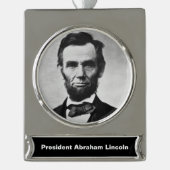 Abraham Lincoln, het zestiende President van Ameri Verzilverd Banner Ornament (Voorkant)