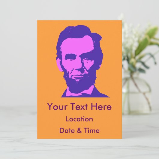 Abraham Lincoln in de Pop Art Pink & Paars Kaart (Staand voorkant)
