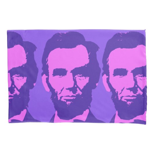 Abraham Lincoln in de Pop Art Pink & Paars Kussensloop (Voorkant)
