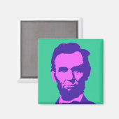 Abraham Lincoln in de Pop Art Pink & Paars Magneet (Voorkant / Achterkant)