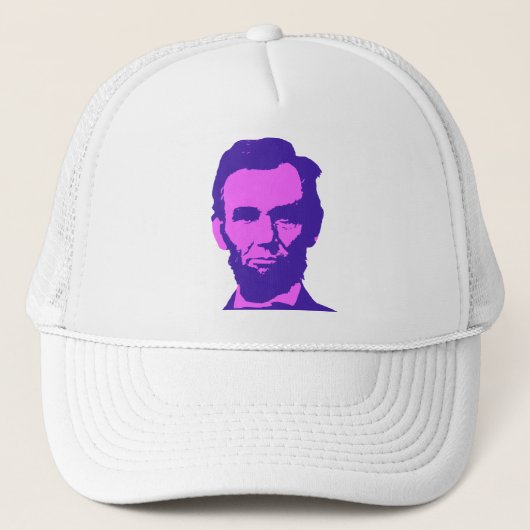 Abraham Lincoln in de Pop Art Pink & Paars Trucker Pet (Voorkant)