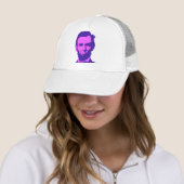 Abraham Lincoln in de Pop Art Pink & Paars Trucker Pet (In situ)