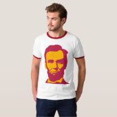 Abraham Lincoln in de Pop Kunst Oranje en rood T-shirt (Voorkant volledig)