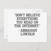 Abraham Lincoln Internet Quote Briefkaart (Voorkant / Achterkant)