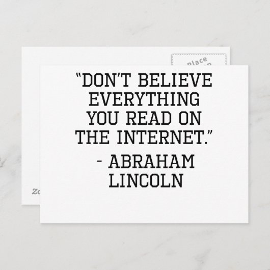 Abraham Lincoln Internet Quote Briefkaart (Voorkant / Achterkant)