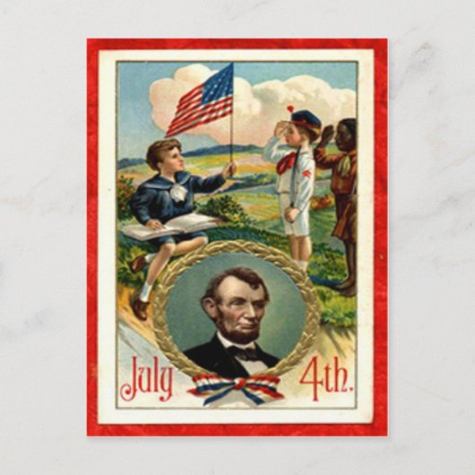 Abraham Lincoln Kinderen Vintage 4 juli Briefkaart (Voorkant)