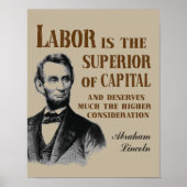 Abraham Lincoln Labor Quote Poster (Voorkant)