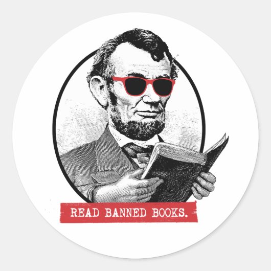 Abraham Lincoln leest verboden boeken Ronde Sticker (Voorkant)
