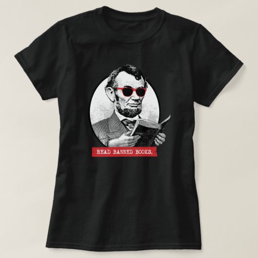 Abraham Lincoln leest verboden boeken T-shirt (Design voorkant)