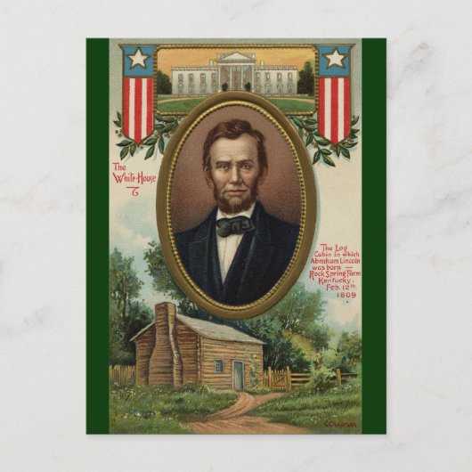 Abraham Lincoln & Log Cabin in Kentucky Briefkaart (Voorkant)