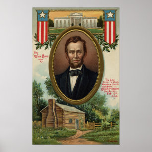 Abraham Lincoln & Log Cabin in Kentucky Poster