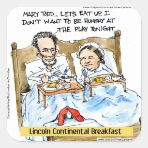 Abraham Lincoln & Mary Todd Breakfast in bed Vierkante Sticker