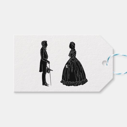 abraham lincoln mary todd lincoln silhouet cadeaulabel (Voorkant (Horizontaal))