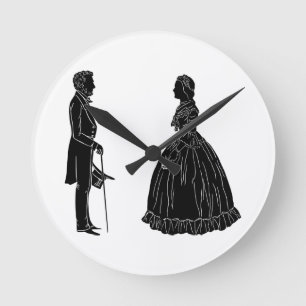 abraham lincoln mary todd lincoln silhouet ronde klok