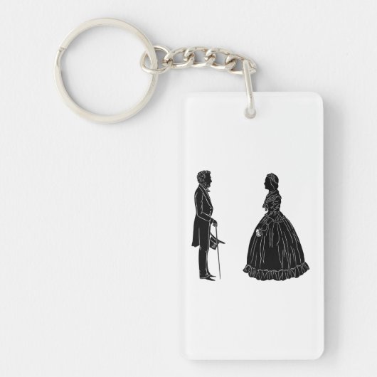 abraham lincoln mary todd lincoln silhouet sleutelhanger (Voorkant)